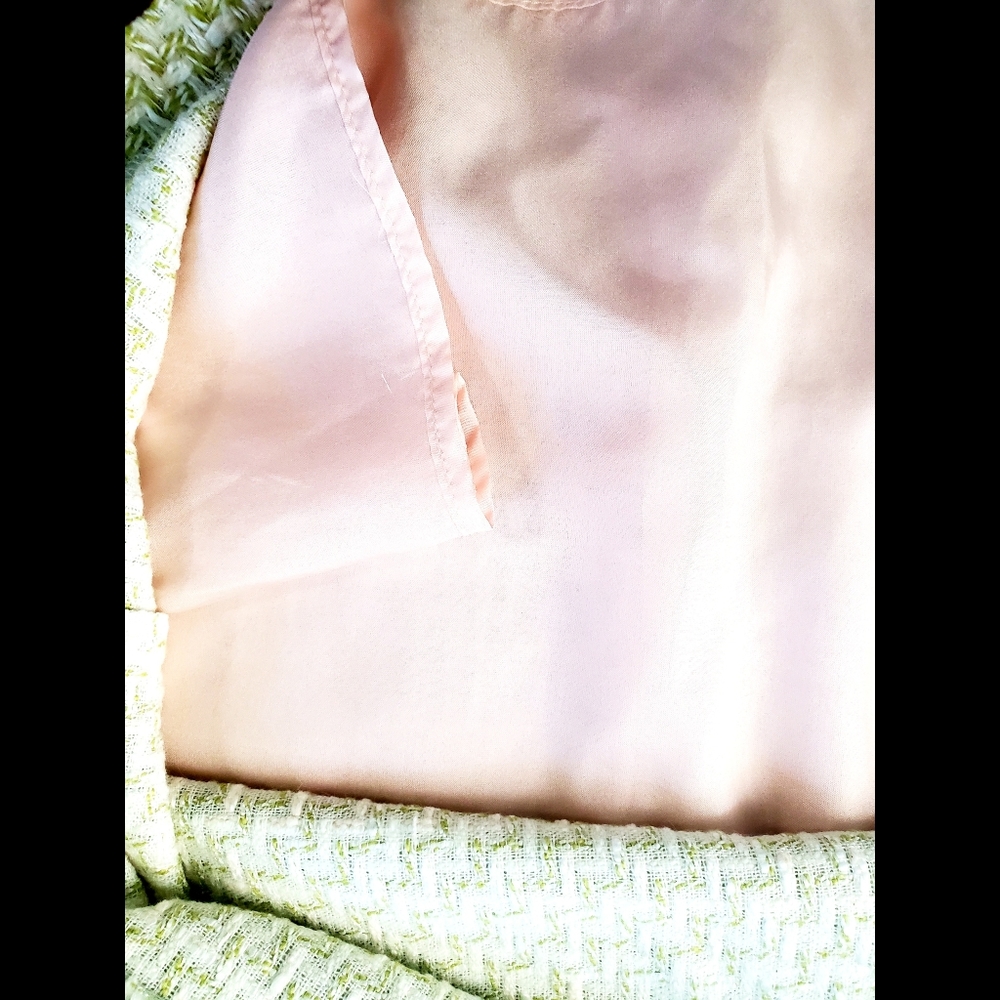 Anthropologie Ruth Yellow & Light green Wool & Silk Blend Sleeveless Gem Dress. - Picture 6 of 10